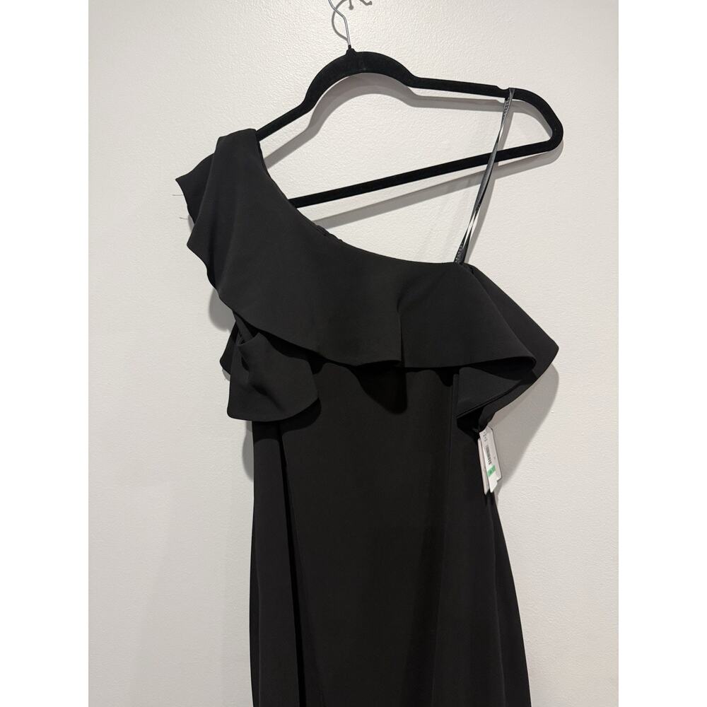 NWT Laundry By Shelli Segal Women's One Shoulder Ruffle Black Maxi Dress Size 8 - Picture 2 of 9
